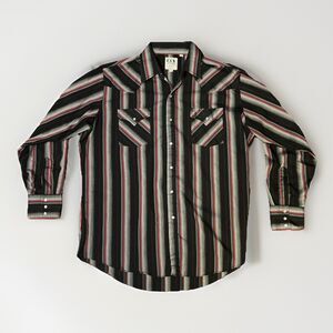 Ely Cattleman Vintage Mens XL Western Shirt Pearl Snap Long Sleeve Black Stripe